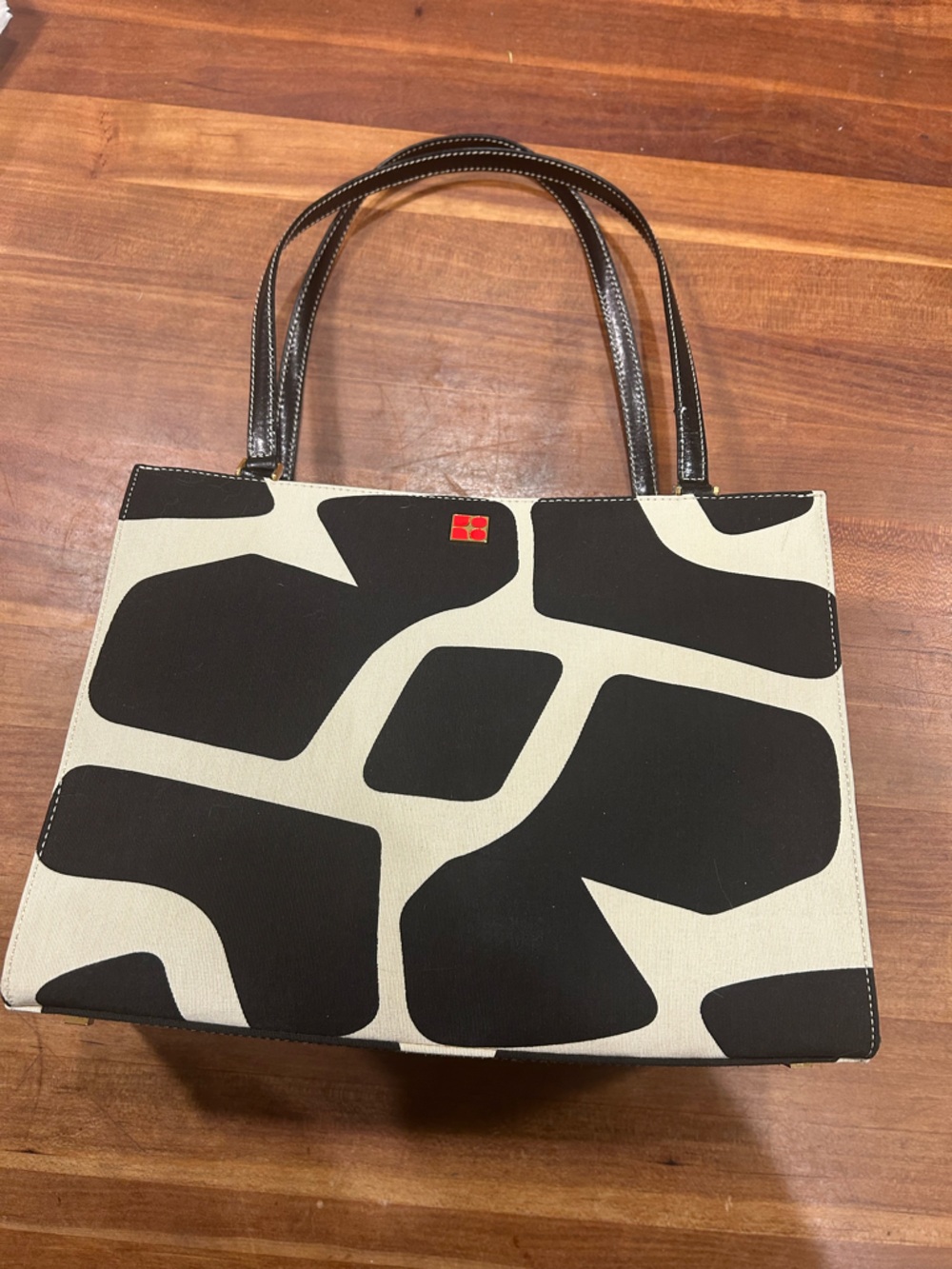 Vintage Kate Spade giraffe black and white print satchel shoulder bag